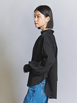 希少✨ロク　ビューティーアンドユース　オーバーサイズ　シアーシャツ　ネイビー 6(ROKU)＞シアー ベロア シャツプルオーバー